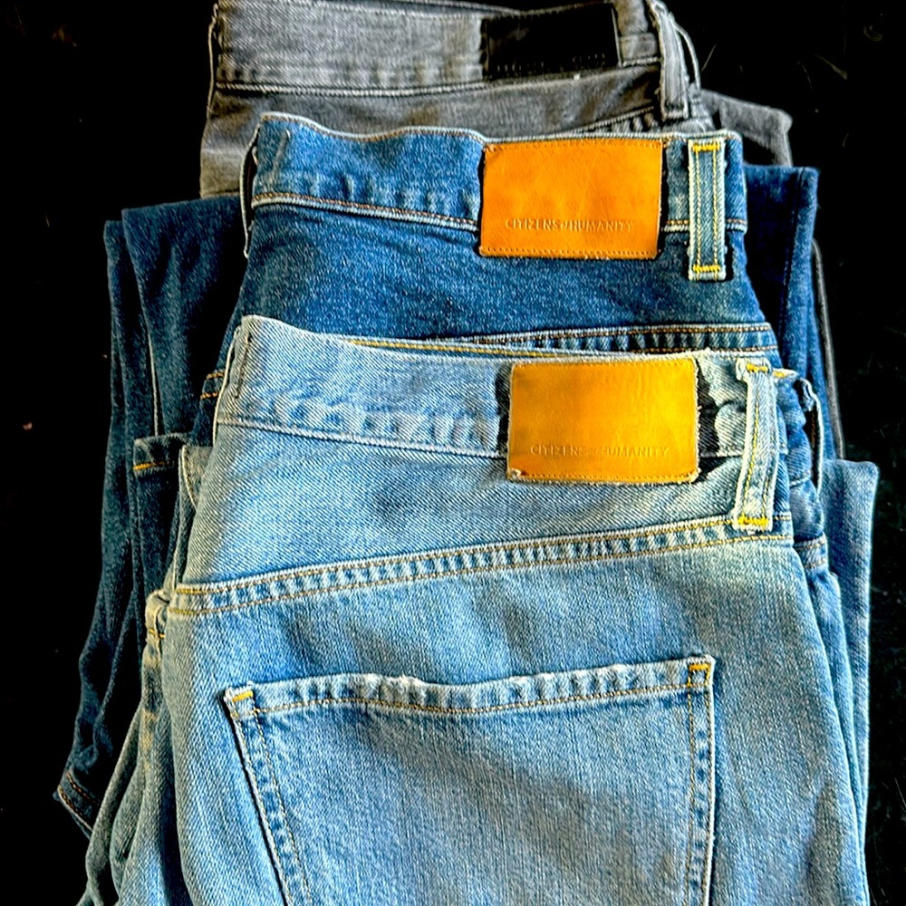 3 pairs of slightly worn Citizens of Humanity jeans.